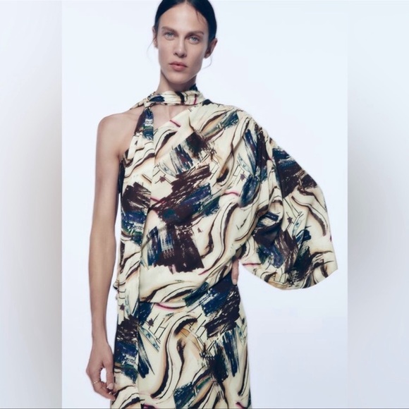 Zara 2 pieces matching set limited edition Asymmetric blouse and skirt - Picture 5 of 15